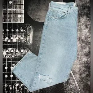 AGOLDE 90's Crop Mid-Rise Loose Straight Jeans • Segment Light Wash • Size 31 • NWT