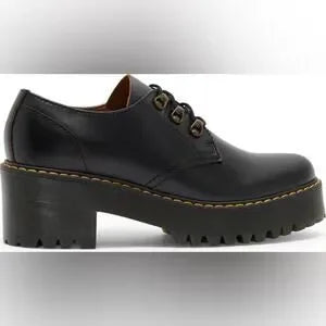 Dr. Martens Leona Lug Sole Platform Derby • Black Vintage Smooth • Size 8 • NIB
