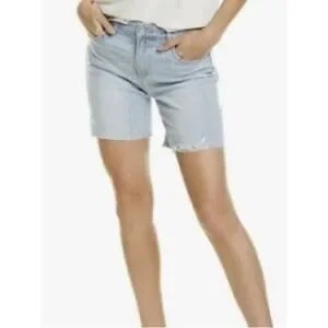 Joe's Jeans Mid-Rise Raw Edge Easy Bermuda Shorts • Light Blue Wash • Size 30 • NWT