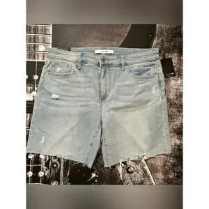 Joe's Jeans Mid-Rise Raw Edge Easy Bermuda Shorts • Light Blue Wash • Size 30 • NWT