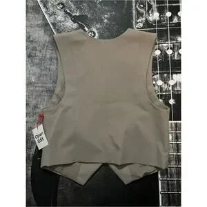Open Edit Tailored Button Down Vest • Chai Grey • Size Medium • NWT