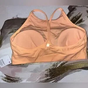 Lululemon Flow Y Wrap-Front High-Neck Bra • Peach Bellini • Size 12 • NWT