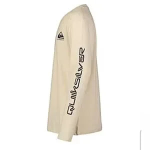 Quiksilver Boys Graphic Crew Neck Long Sleeve Shirt • Fog/Black • Size L (14-16) • NWOT