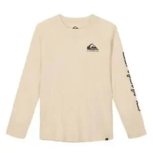 Quiksilver Boys Graphic Crew Neck Long Sleeve Shirt • Fog/Black • Size L (14-16) • NWOT