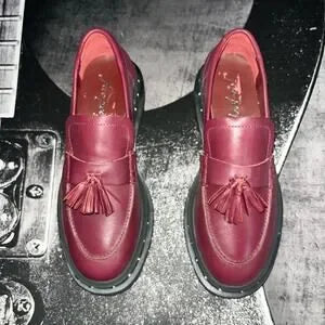 Free People Tassel Lug Sole Loafer | Burgundy | Size 8.5 | New
