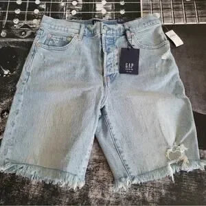 GAP Distressed Denim Bermuda Shorts | Light Wash | NWT
