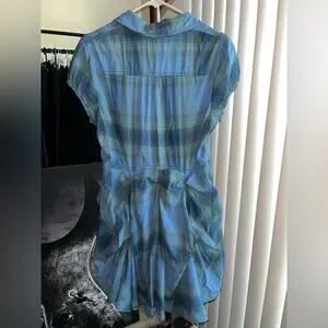 NWT BDG Max Plaid Mini Dress • Blue & Green Multi Plaid • Size Large