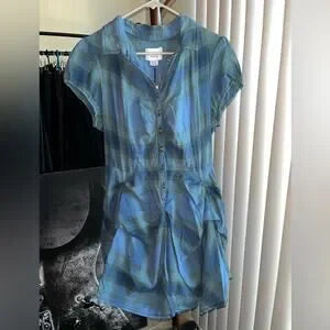 NWT BDG Max Plaid Mini Dress • Blue & Green Multi Plaid • Size Large