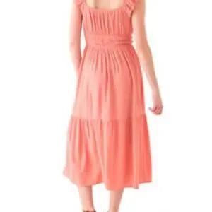 NWT Lucky Brand Ruffle Eyelet Trim Midi Dress • Sand Dollar • Size Large