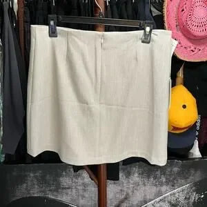 Wilfred Cream Linen-Blend A-Line Mini Skirt | Size 12 | NWT