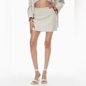 Wilfred Cream Linen-Blend A-Line Mini Skirt | Size 12 | NWT