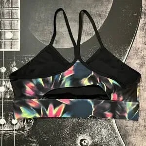 Reebok ID Train AOP Sports Bra • Black/Multicolor Print • Size XL • NWT