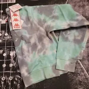 Kappa Cropped Tie-Dye Sweatshirt • Turquoise/Grey/White • Size Large • NWT
