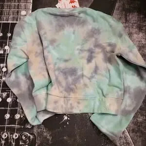 Kappa Cropped Tie-Dye Sweatshirt • Turquoise/Grey/White • Size Large • NWT