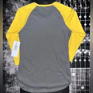 NWT '47 NBA Golden State Warriors Raglan Baseball Tee • Grey & Yellow • Size Large