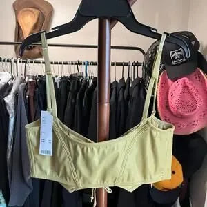 NWT Out From Under Hera Faux Leather Lace-Up Bustier Top • Size Large