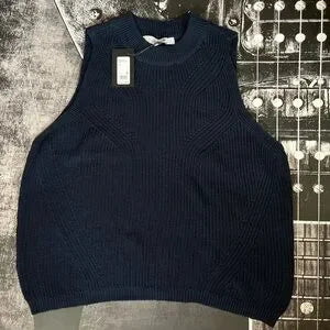 Joe's Mock-Neck Sweater Tank Top | Navy | Size Large | NWT