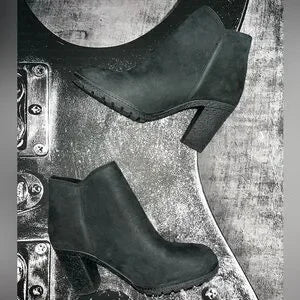 Timberland Tillston Ortholite Black Zip-Up Heeled Ankle Boots, Women's US 8.5